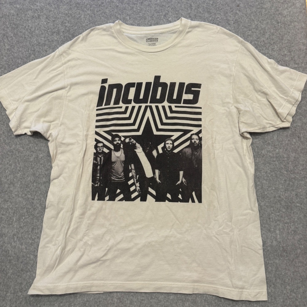 Incubus Band Graphic T-Shirt Mens XL Cream American Classics Alt Rock Tee